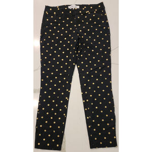 Old Navy Pixie Pants Size 6 Black Gold Metallic Polka Dot Stretch Ankle